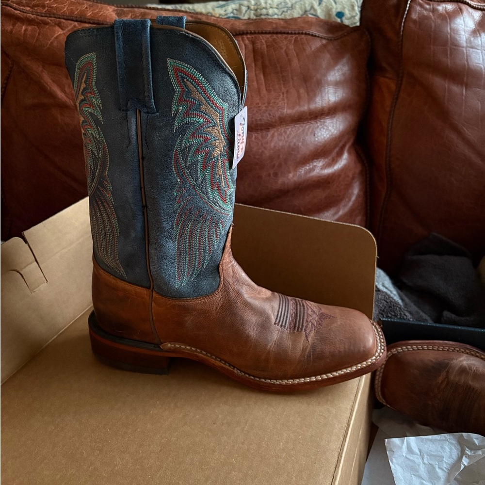 Tony Lama Brown & Blue Women's Western Heeled Boots